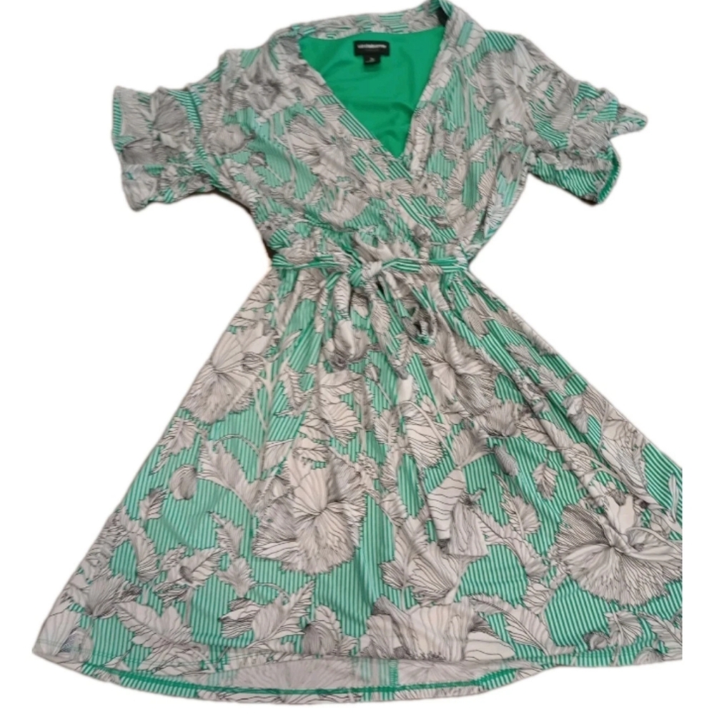 Liz Claiborne Green Floral Dress XL - Picture 1 of 7